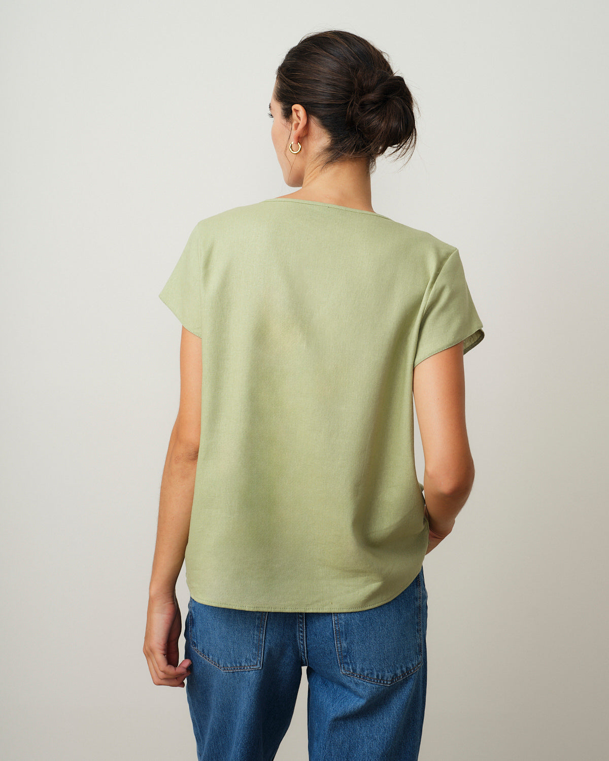 Blusa con lino mangas tulipan Turin