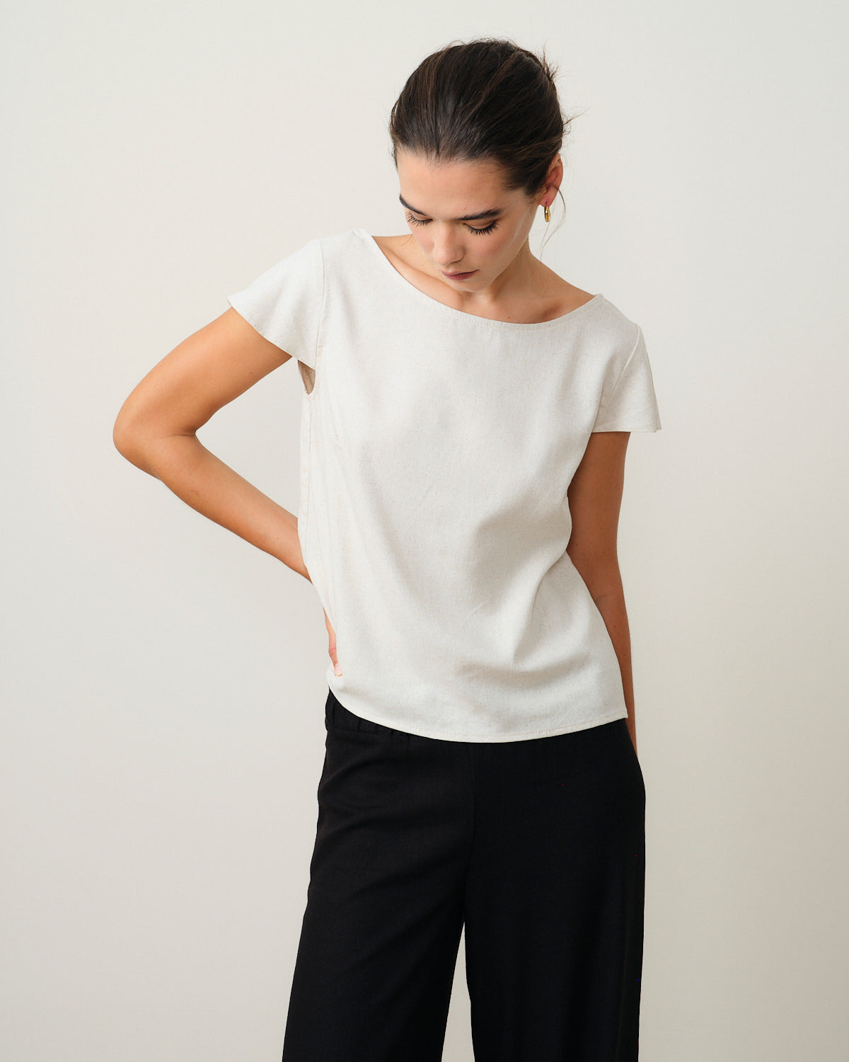 Blusa con lino manga hoja Alina L