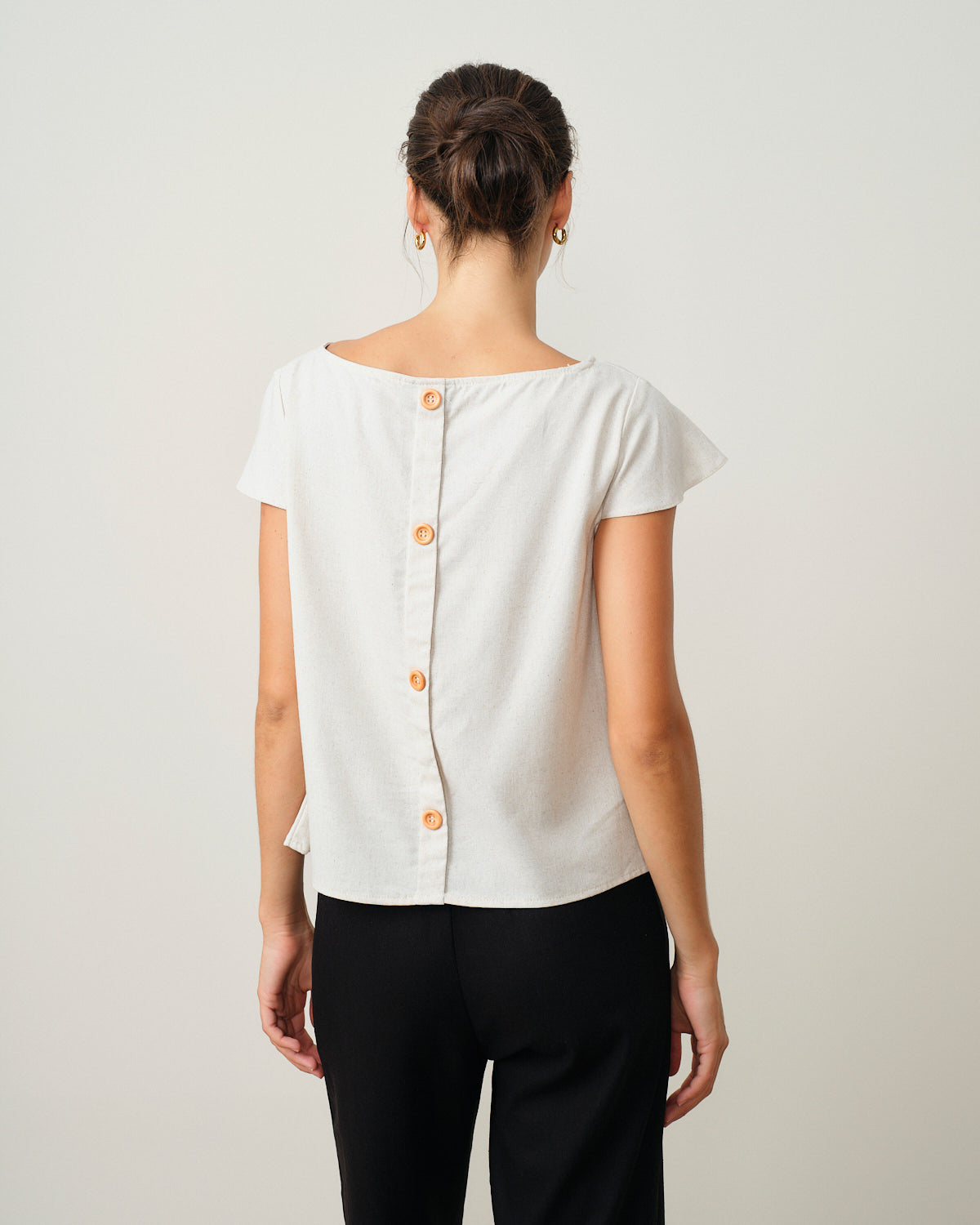 Blusa con lino manga hoja Alina L