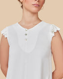 Blusa con 3 botones en cuello Girasol/L
