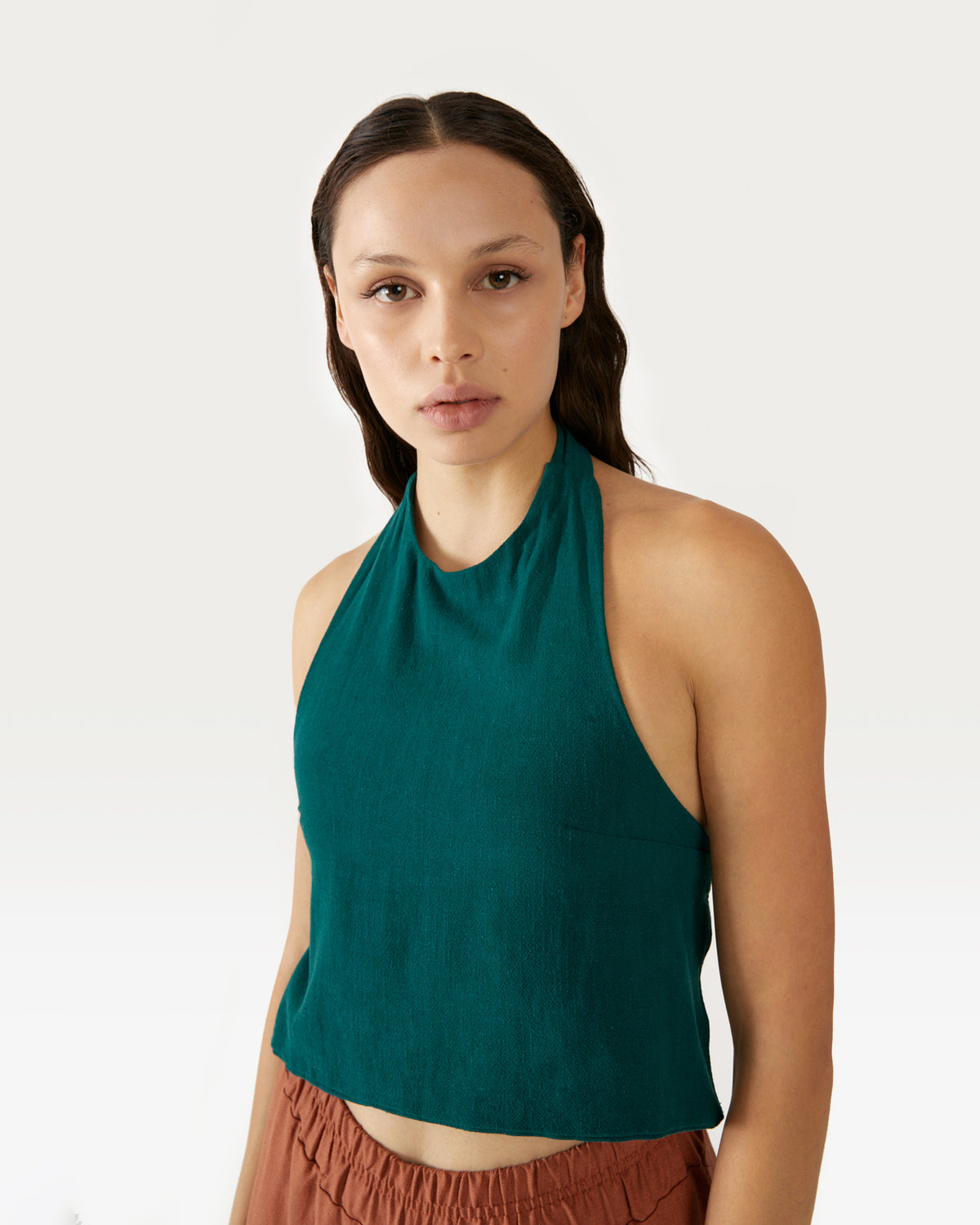 Blusa con lino espalda descubierta Aitana
