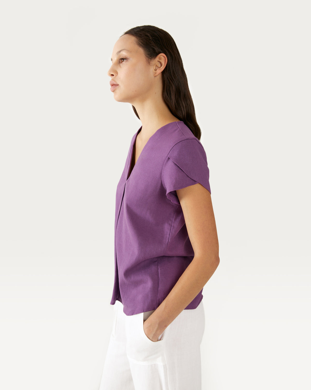 Blusa con lino mangas tulipan Turin