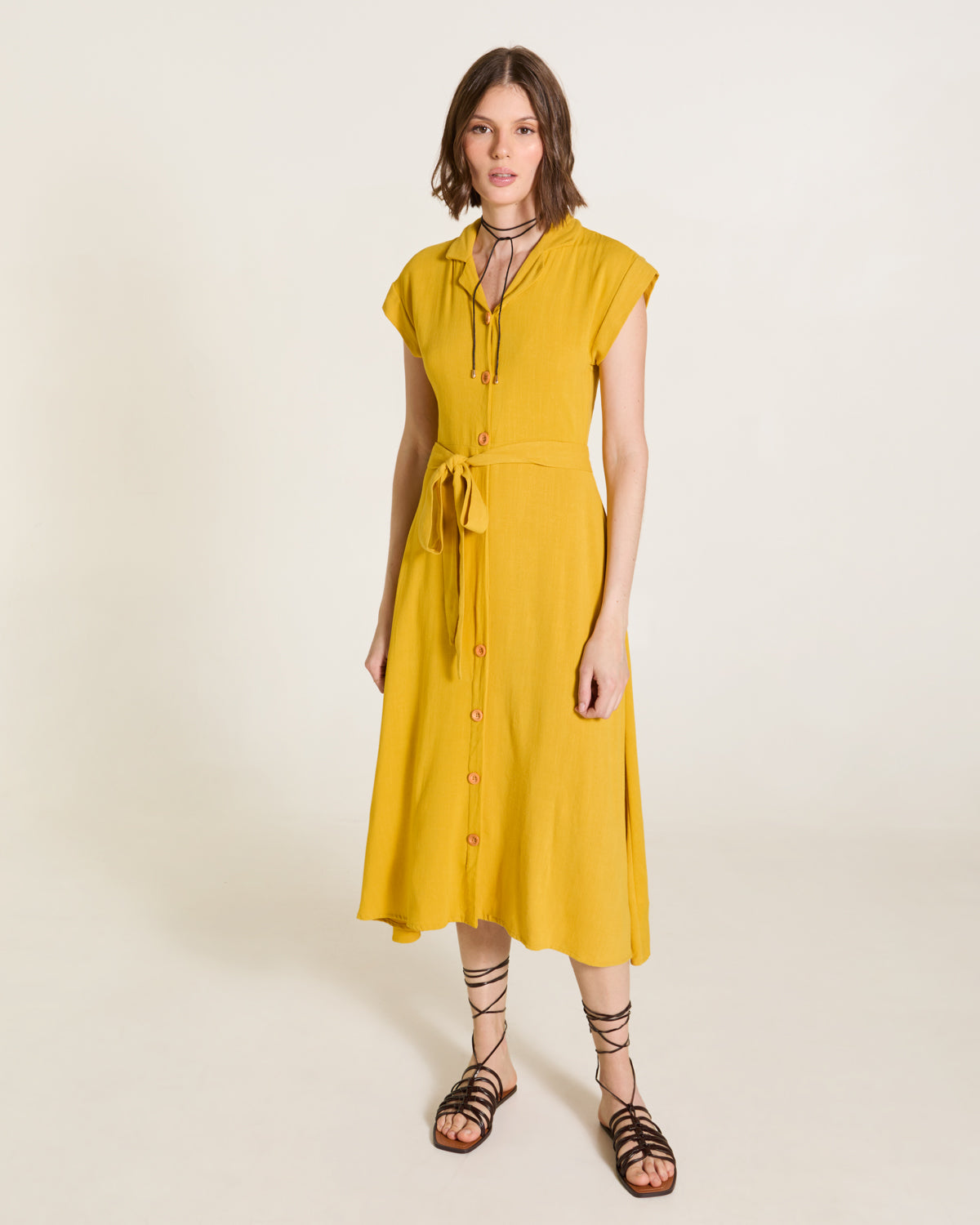 Maxi Vestido camisero con cinturon Iris 