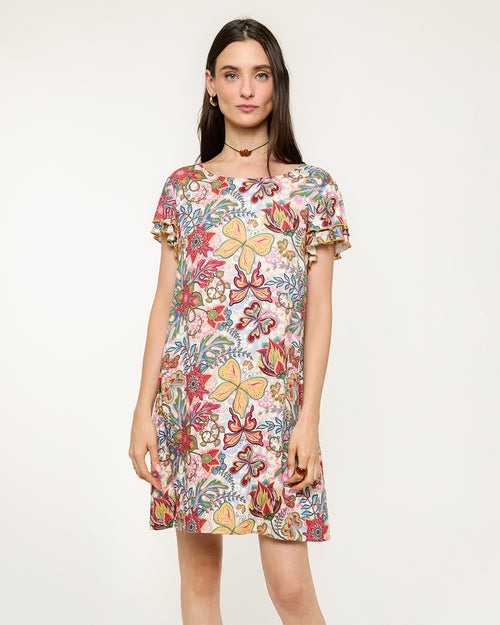 Vestido con lino estampado Shelby