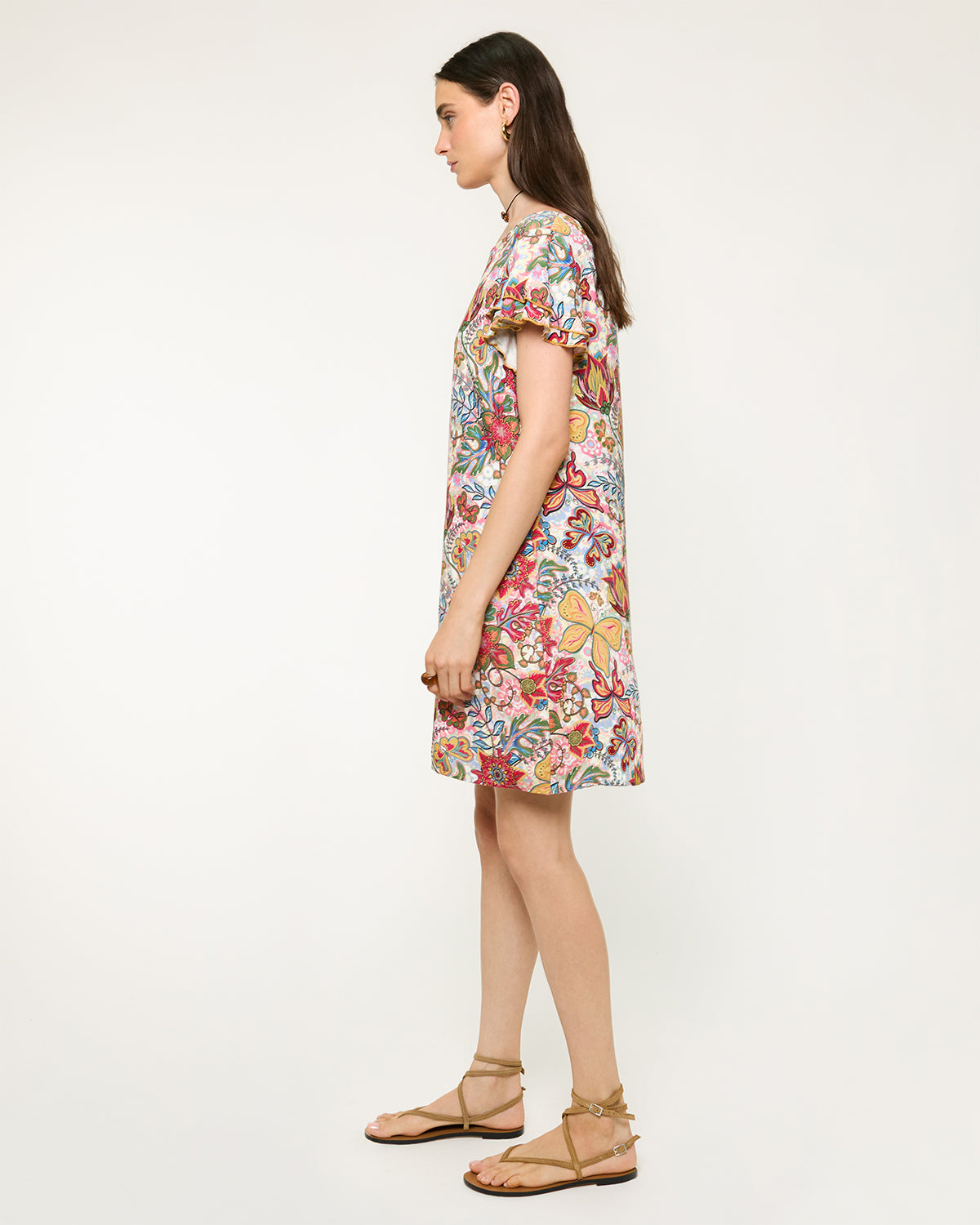 Vestido con lino estampado Shelby