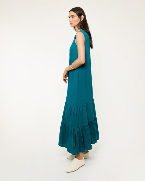 Maxi vestido fluido con lino Sunnen L Hover