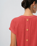 Blusa con lino con dos bolsas Alonsa
