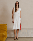Vestido escote cruzado con lino Beatriz