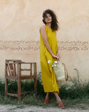 Maxi vestido fluido con lino Danelly