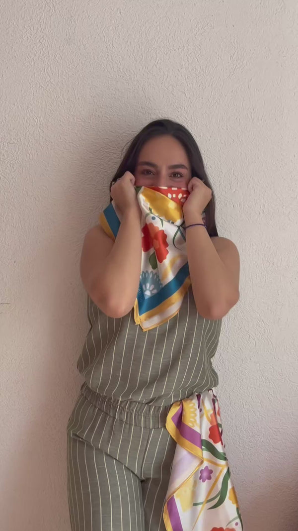 Pañoleta estampada Jardin de los recuerdos (Emeline Alé Chaoul)