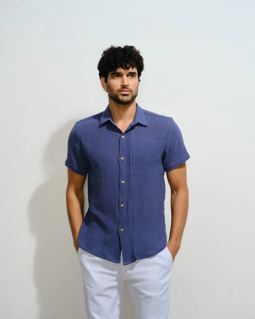 Camisa manga corta algodon manta Amin