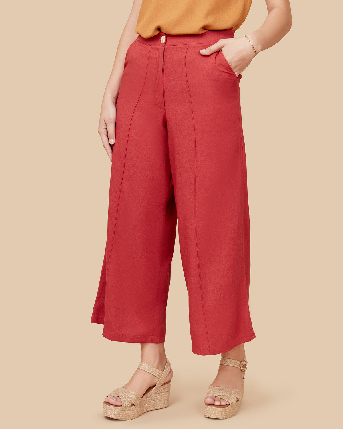Pantalon culotte con lino Oasis
